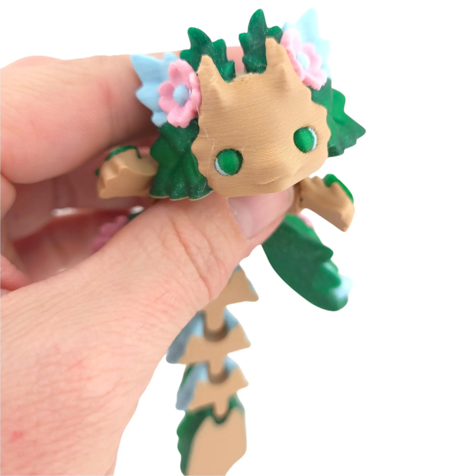 Geek Galleria Articulated Cute Flexi Kosha Dragon Fantasy Creature Desk Buddy Decor Animal Flower Floral Beige Decorative 3D Printed Ornaments