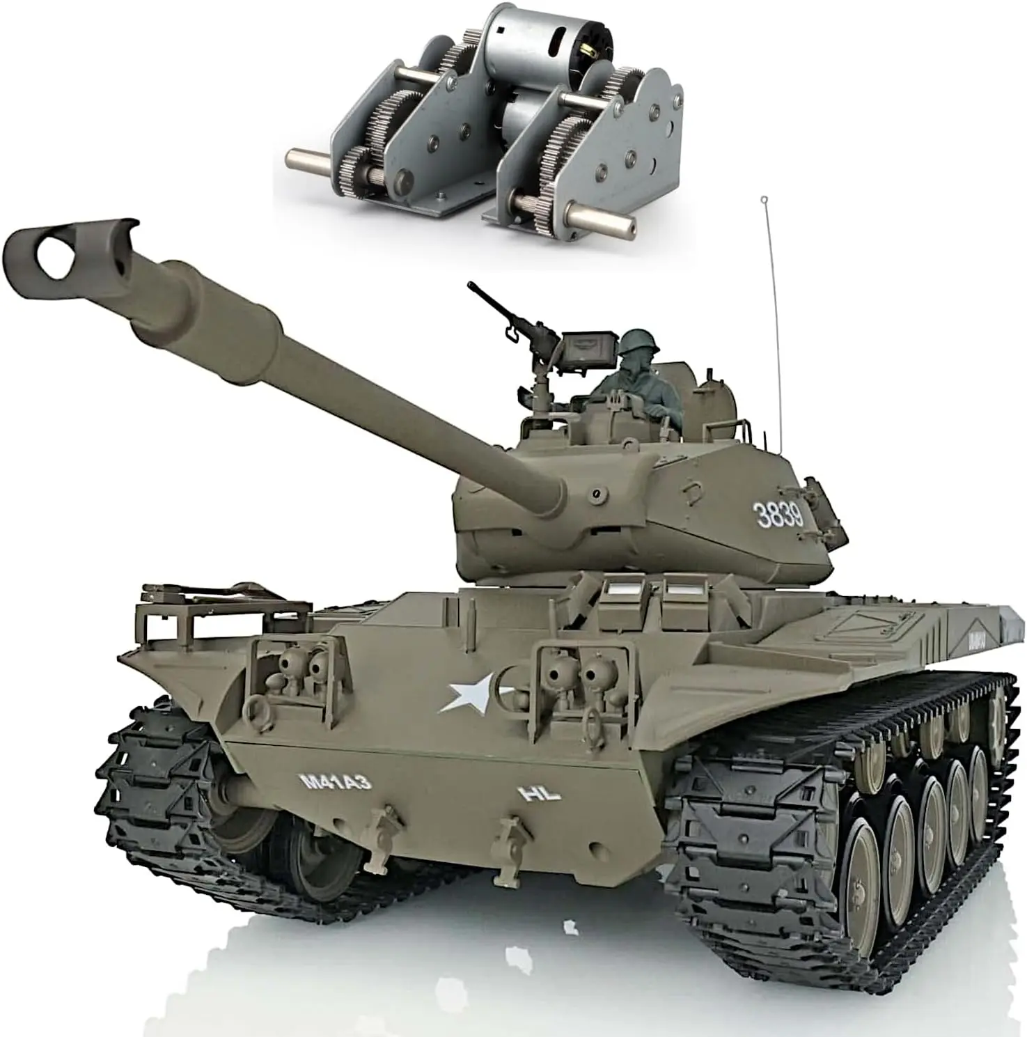 Heng Long 3839 S Edition 1/16 Scale RTR RC Walker Bulldog M41A3 US Tank, Steel Gearbox Upgrade, Airsoft BB/Infrared IR Combat, Smoke, Sound, Light & Recoil Toy Military Vehicle