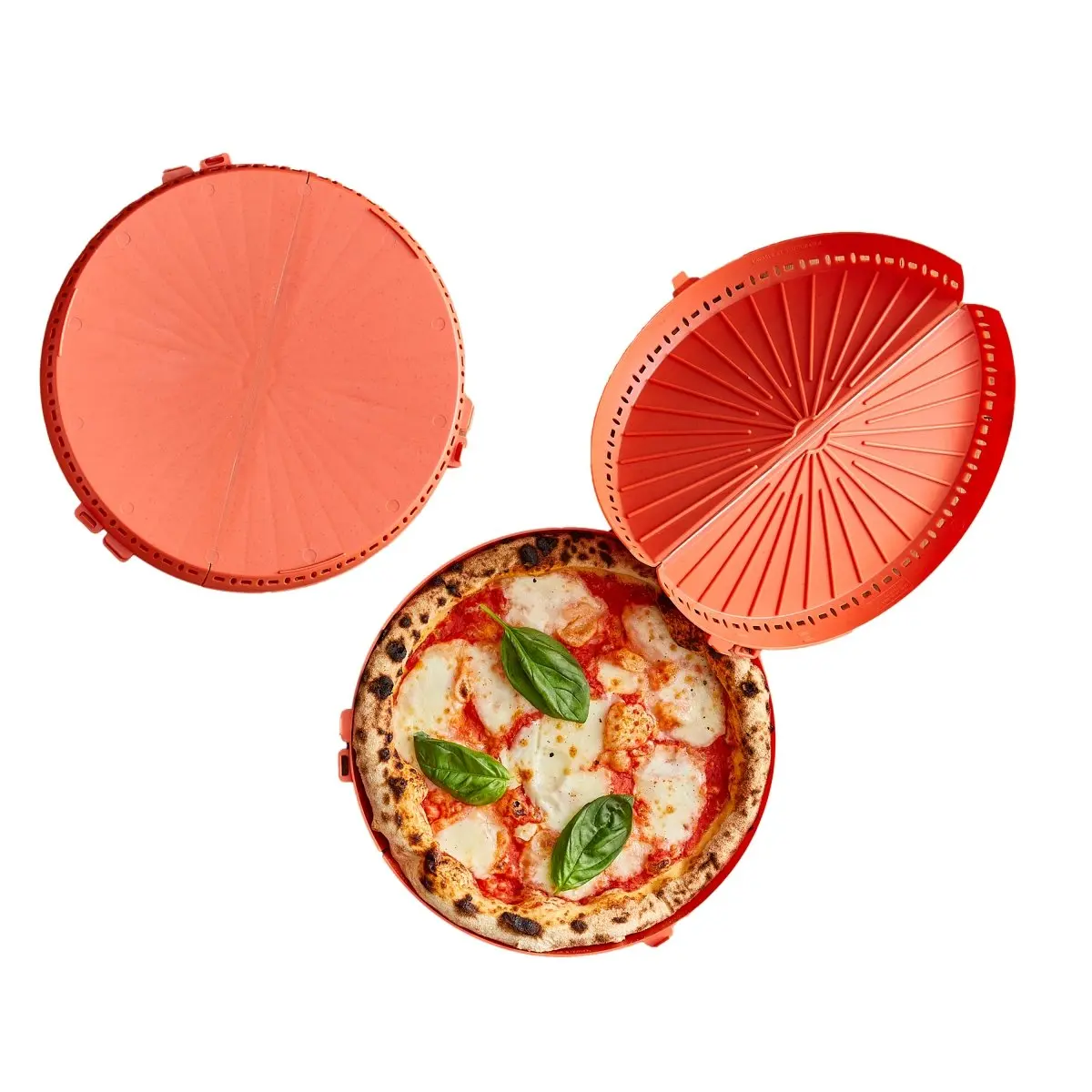 1.1 x 13.4 in. Huskly Reusable Round Pizza Box, Red - 12 Piece