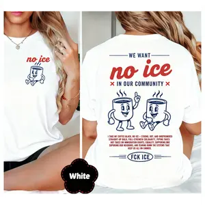 100% Cotton Unisex No Ice In Our Community Garden Flag T-Shirt, FCK ICE Anti Ice Support Immigration Human Rights Shirt, Anti Maga Tee