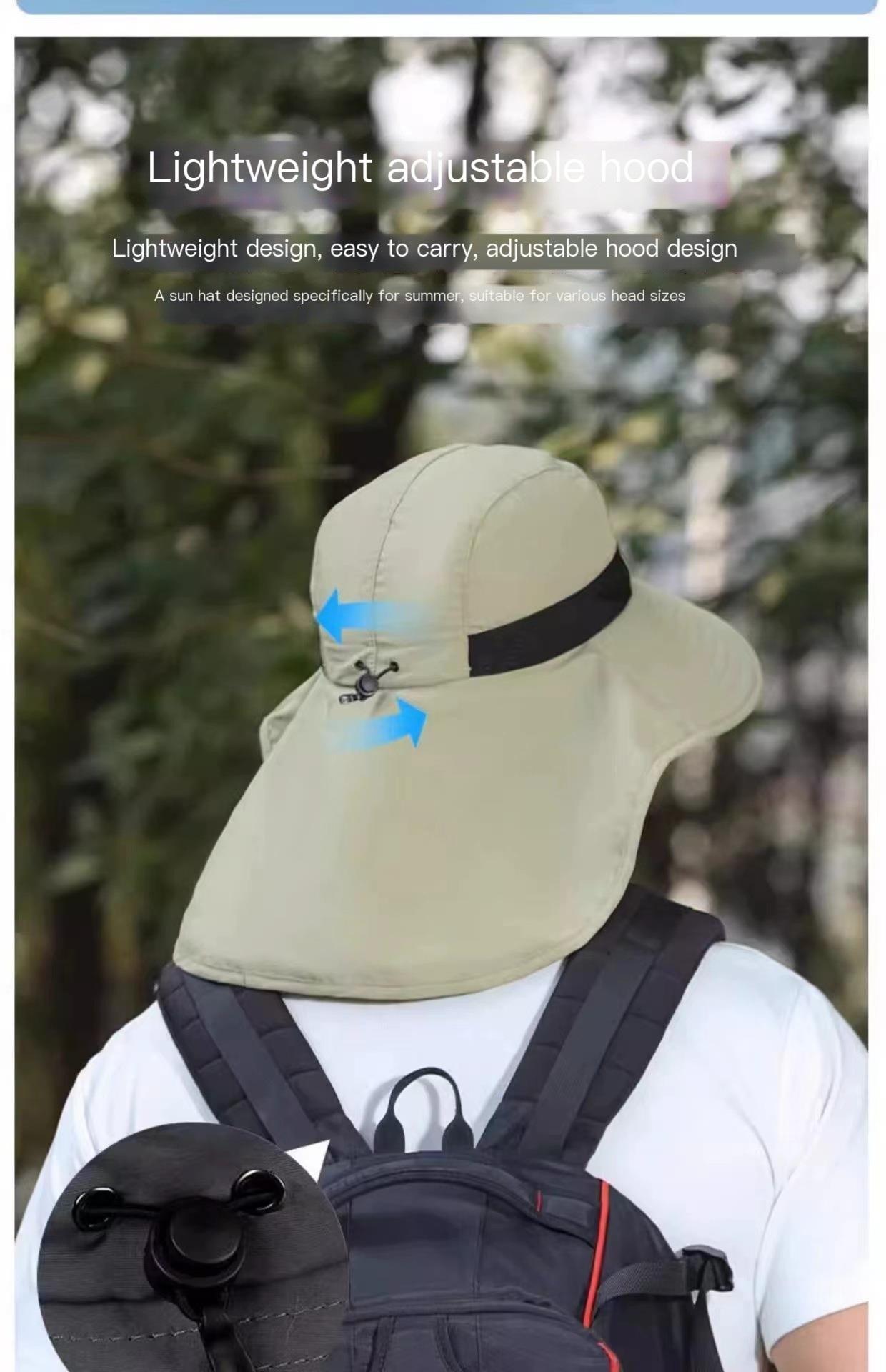 UPF 50+ Sun Hat with Neck Flap, Wide Brim Breathable Quick Dry Fishing Safari Hat, Adjustable UV Protection Summer Hat for Men, Women, Beach, Hiking and Outdoor Use