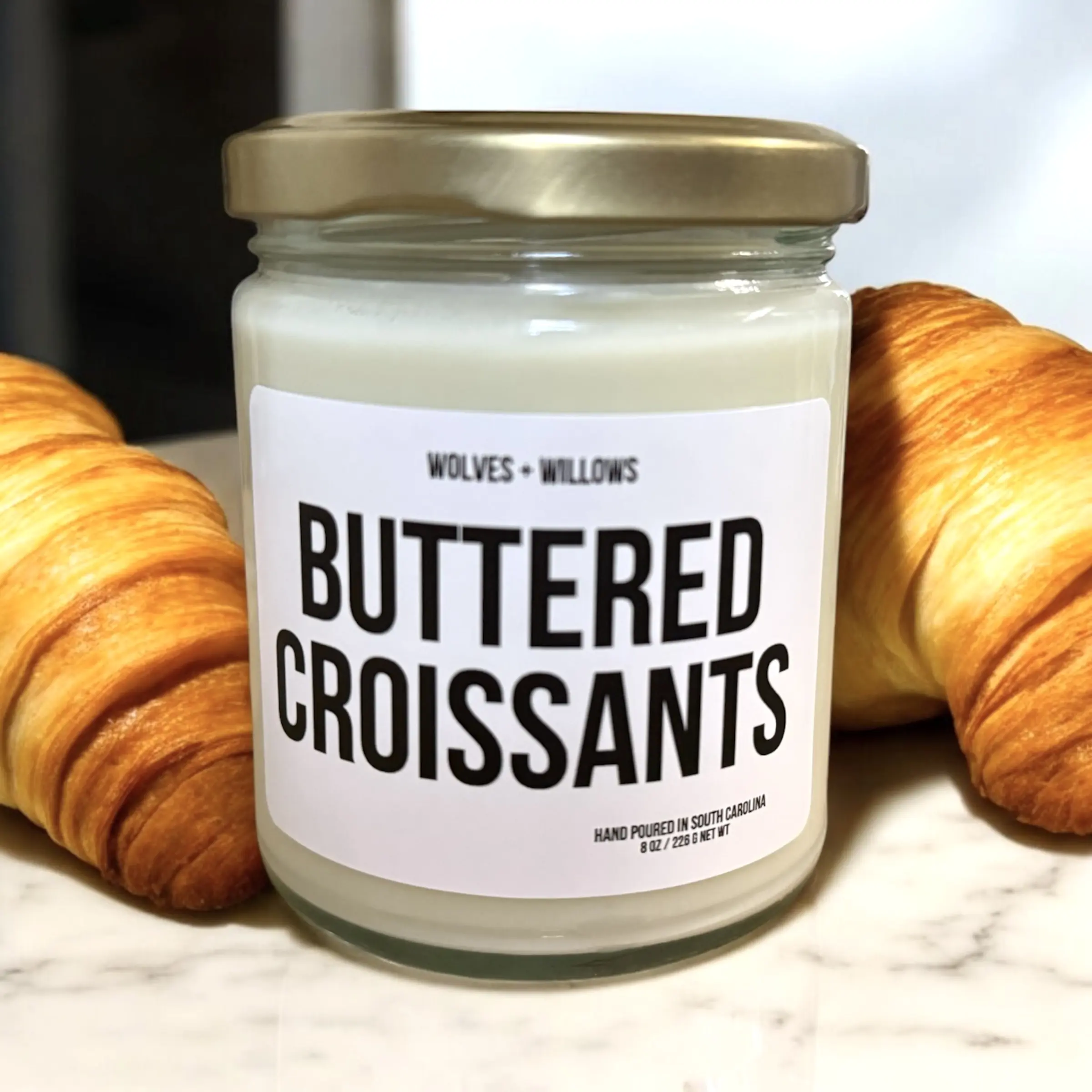 Croissant Scented Gourmand Soy Candle, Lemon Fragrance Aroma Candle for Kitchen Decor, Home Supplies Home Decor Accent