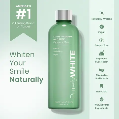 PurelyWHITE | Gentle Whitening Oil Pulling | For Sensitive Teeth | Natural Oral Mouthwash