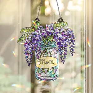 Custom Mom Suncatcher – Holographic Wisteria, Mother's Day Gift