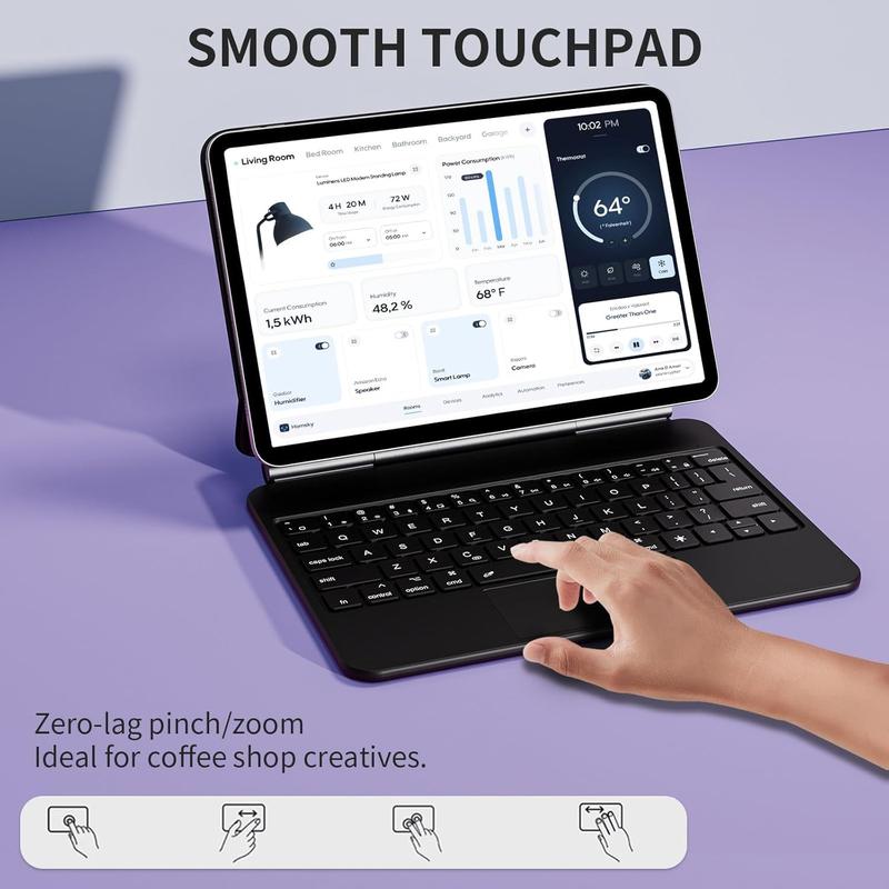 Magic Keyboard Case for iPad Air 13 (M3 2025 / M2 2024)& iPad Pro 12.9 (6th, 5th, 4th Gen), Tablet Keyboard, Magnetic Floating Stand, Slim Trackpad Keyboard with Backlit Keys -Travel Friendly