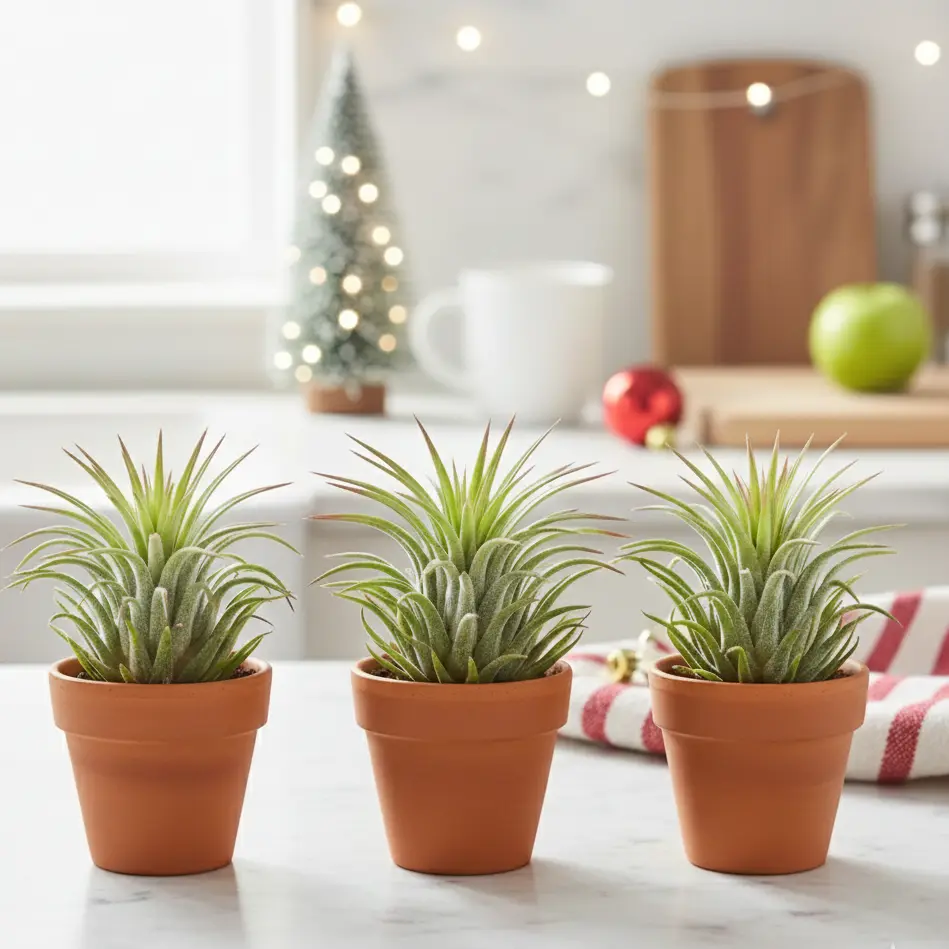 3 Ionantha Air Plants with Mini Terra Cotta Pots