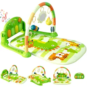 Baby Play Mat Baby Gym,Funny Play Piano Tummy Time Baby Activity Mat with 5 Infant Sensory Baby Toys, Music and Lights Boy & Girl Gifts for Newborn Baby (Green)