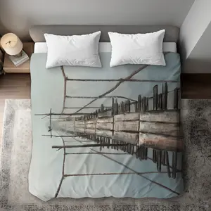 Begin Home Decor C1DCKSW0XMMQGO Old Abandoned Bridge King Size Duvet Cover - Scenic Home Decor