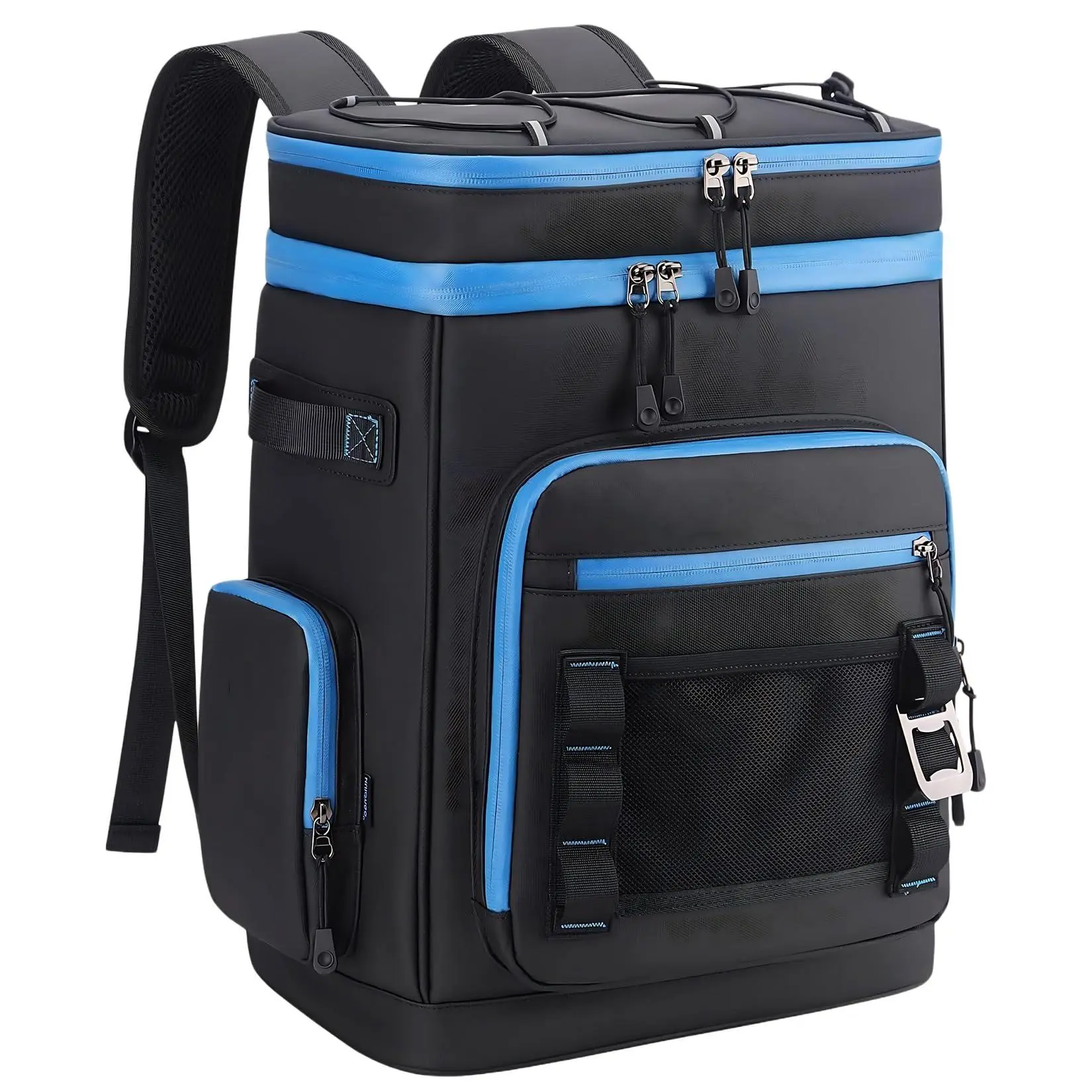 Large 30L Waterproof Insulated Cooler Backpack Leak Proof for Beach Fishing Picnic Travel Outdoor, Holds Up to 48 Cans, Black Blue
