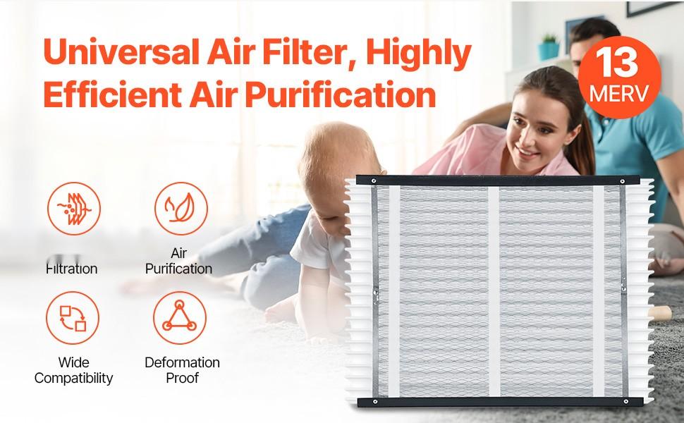Air Filter MERV 13 Electrostatic Pleated HVAC Furnace Filter 20 x 25 x 4, 4-Pack, High Efficiency Replacement for Residential Central Heating and Cooling Systems, Improves Indoor Air Quality and Dust Filtration