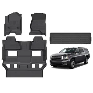 KELCSEECS Chevrolet Tahoe 2007-2014 2015-2020 2021-2026 Floor Mats & Cargo Liners, All Weather Protection TPE Duty Non-Slip Custom Automotive, Front & Rear Row & Trunk Mats, Accessories, Waterproof, Easy to Clean, Eco-friendly Material, Safe and Durable