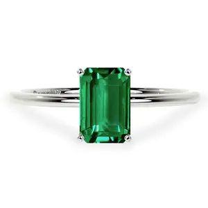 Dainty Emerald Cut Four Prong Emerald Solitaire Ring (1.50cts.)- REM073-8X6-AAA