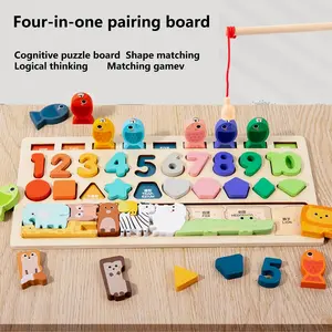 4-In-1 Number Match Board Toy, Puzzle Building Blocks with Numbers & Shapes, Early Education & Intelligence Development, Perfect Christmas Gift, Number Counting Blocks