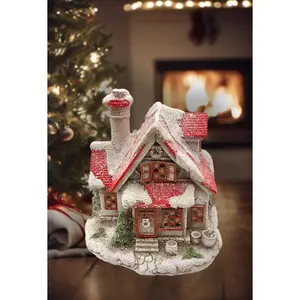 Christmas Ceramic Ornament - Festive Snow-covered House by Wizardi F07N7-18