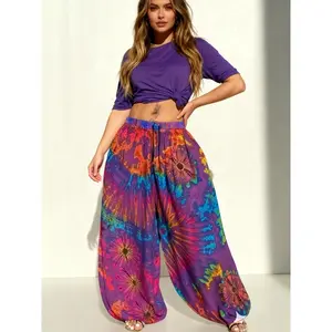 Rosette&Co Plus Size Women Tie Dye Pants Casual Fitted Summer Pants for Women Flowy Pants High Waist Pants Women Baggy Pants Cargo Pants Women Linen Pants Women Trendy Pants Women’s Clothing Summer Bottoms Comfortable Stretch Pants for Women,summervibes