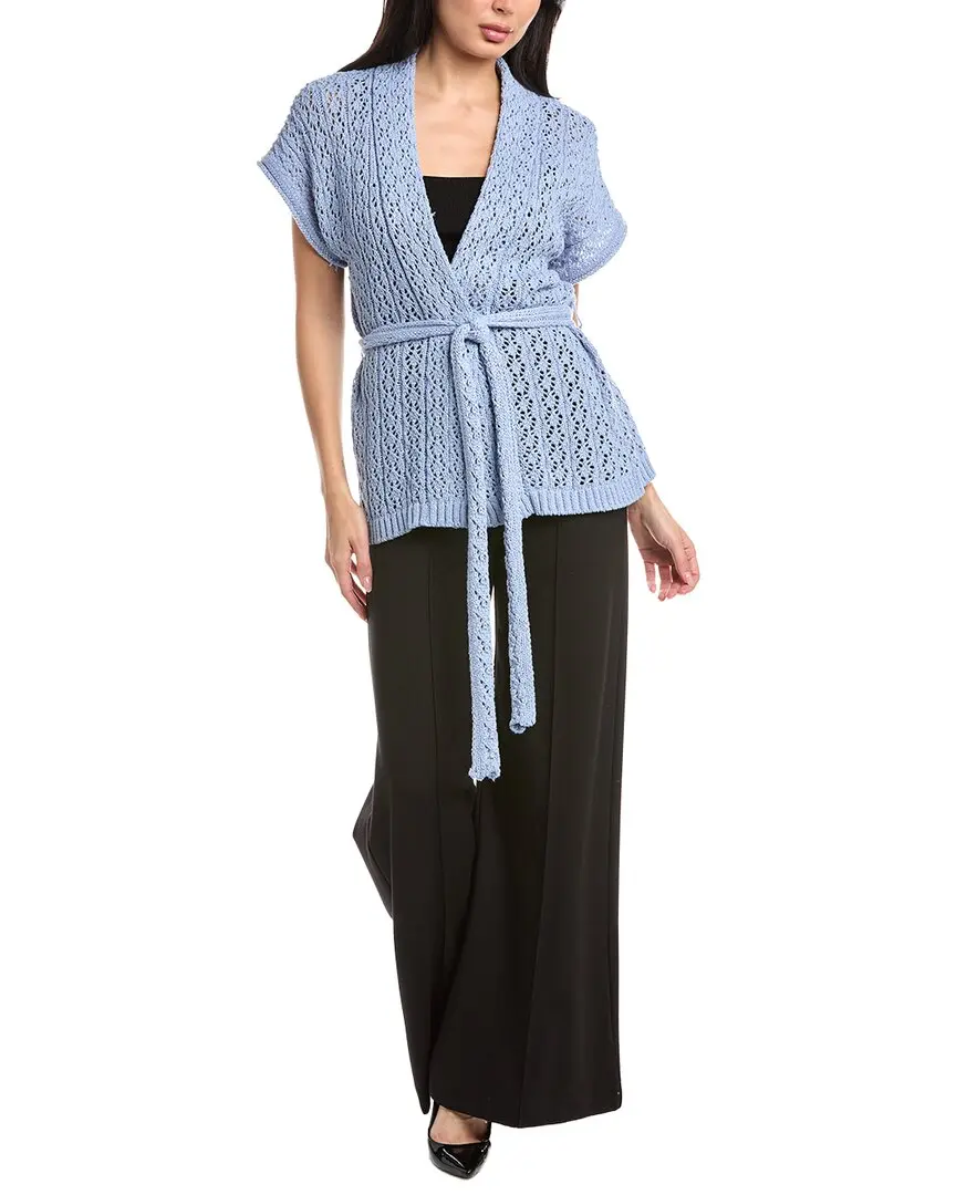 St. John Belted Wrap Cardigan
