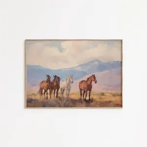Vintage Wild Horse Wall Art Wild Mustang  Southwestern Decor Southwest  Large Western Wall Art Western F