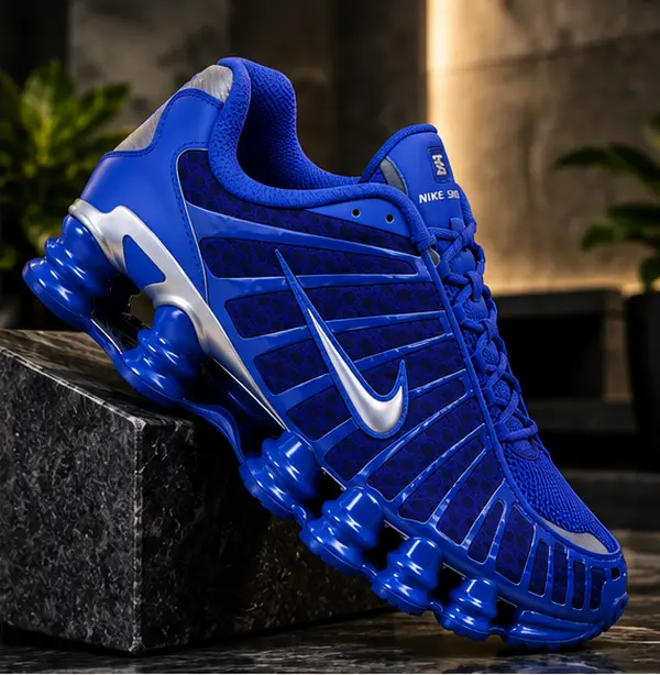 Nike Shox TL Hyper Royal Blue Men's Running Shoes – Metallic Silver Swoosh, Full-Length Shox Cushioning Sneakers