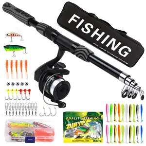 Full Set Telescopic Fishing Rod Kit with Reel, Multi-Color Lures, Soft Fishing Lure, Accessories Box & Portable Bag, Freshwater Saltwater Beginner Gear, Fishing Equipment