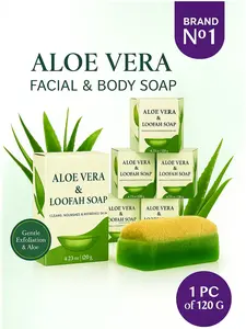 AloeVera & Loofah Bar - Natural Cleansing Soap with Aloe Vera & Loofah for Gentle Exfoliation & Skin Repair Ideal for Oily Skin & Acne Treatment