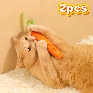 2pcs carrot-shaped cat chew toy,  durable and scratch-resistant sisal rope, interactive paper rope design, all-in-one pet toy for kittens to grind teeth and claws, suitable for indoor use
