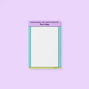 Overwhelmed and overstimulated brain dump notepad
