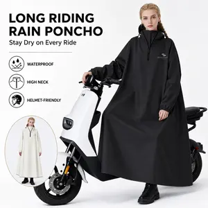 Waterproof Hooded Rain Poncho for Men & Women, Lightweight Long Rain Coat with Adjustable Cuffs for Hiking, Camping, Fishing, Travel and Outdoor Activities