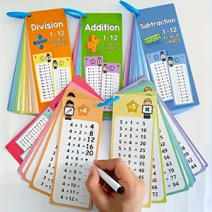 Reusable Math Flash Cards Suitable for Teenagers to Learn Mathematics: Multiplication, Addition, Subtraction, And Division Cards with Dry Erase Markers - Counting Tools for Elementary Kids, Students And Teachers, Math Learning Tools