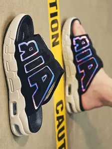 Luxury Air Cushion Slides for Men - Premium Suede Upper with 3D Graphic, Segmented Shock-Absorbing Outsole, Non-Slip & Durable, Ideal for Coffee Runs, Urban Strolls & Airport Travel, Comfort Meets Sophistication