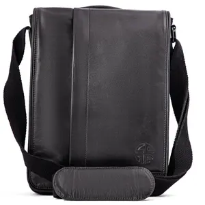 Voyager's Vault Premium Leather Canvas iPad Bag Padded Tablet Travel Case 13" Laptop Messenger Bag with Trolley Strap & Multi-Pocket Organizer for Tech-Savvy Professionals and Travelers