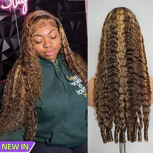 【NEW IN】Lemoda P4/27 Honey Blonde Burmese Curly  Highlight HD Transparent 13x6 Full Lace Frontal Wigs Pre Plucked 15A Virgin Human Hair Wigs for Womenly End 200% Density