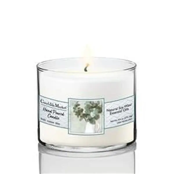 Courtside Market CAN-GM136-CIR 9.6 oz Eucalyptus Circular Candle Glass, Clear