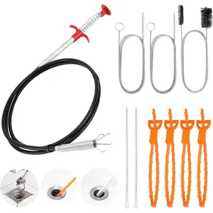 10 count Drain Snake Hair Drain Clog Remover Tool Set, Snake Drain Hair , Grabber Claw Drain Hair Remover, Flexible Drain Cleaner Brushes for Toilet, Kitchen Sink, Shower & Tub