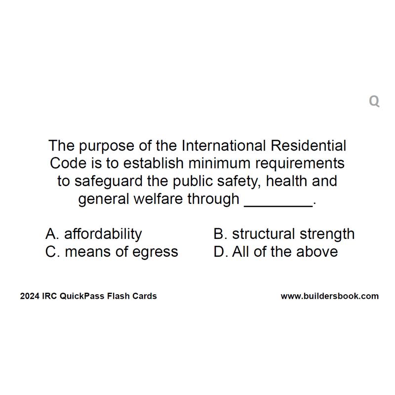 2024 International Residential Code IRC QuickPass Flash-Cards