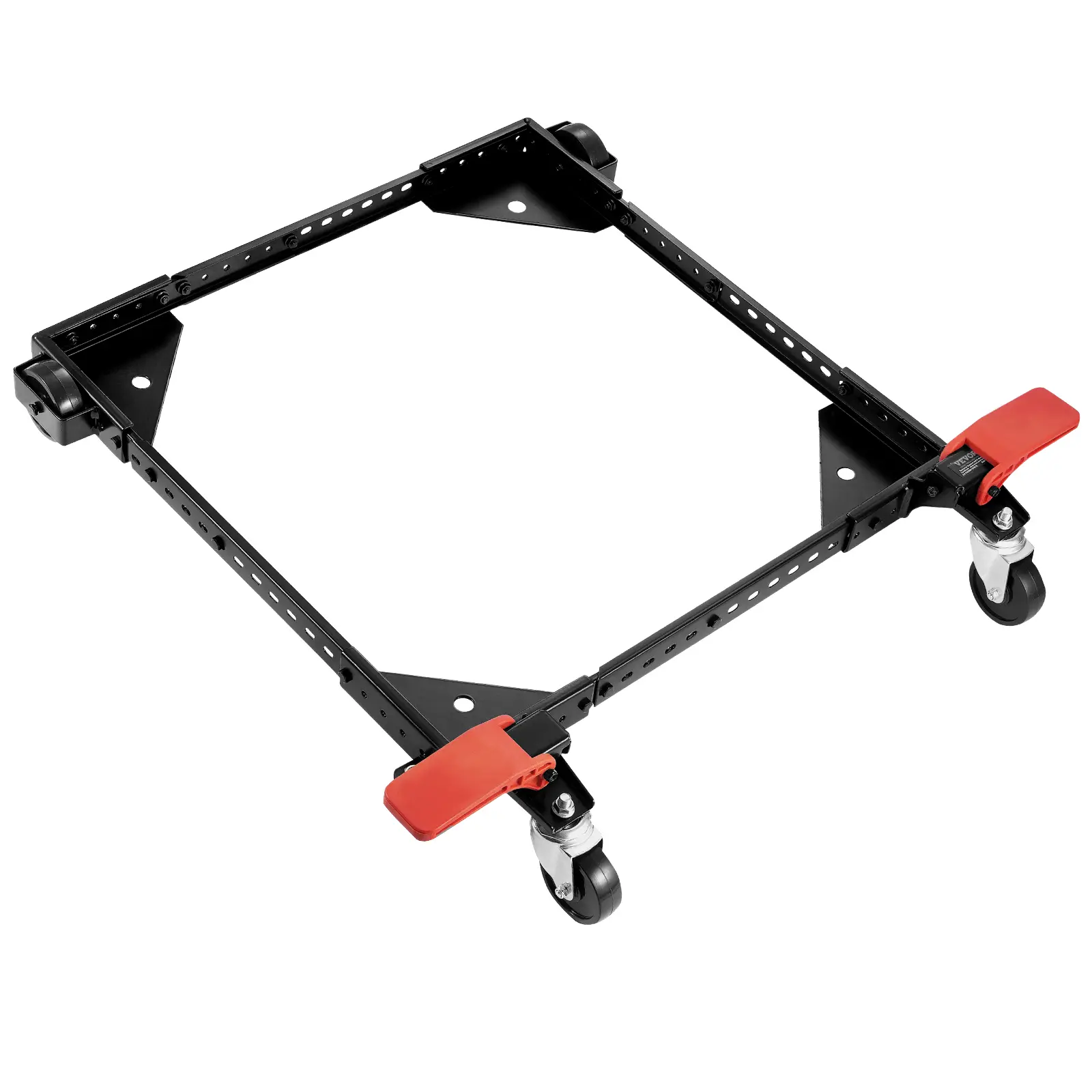 VEVOR Heavy Duty Carbon Steel Universal Mobile Base Stand, 500 lbs Capacity, 12"x12"-36"x36" Adjustable Rods, Swivel Wheels/Casters, Handle Attachment, Minimal Tools Needed, Universal Fit for Woodworking Bandsaw, Washing Machine, Equipment, Garage