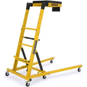 Top Side Automotive Engine Creeper, Adjustable Height 48"-66", 400LBS Capacity, Foldable Design with 6 Swivel Caster Wheels, Thicker Cushion & Tool Pouch, Yellow