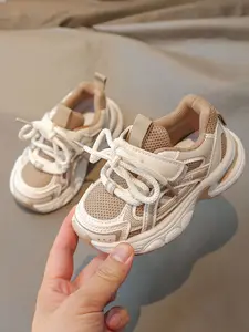 Unisex Kids Gradient Patchwork Sneakers Trainer Shoes, Breathable Textile Upper, Rubber Sole, Anti-Slip, Comfortable Mid-Calf Design, Casual Street Style