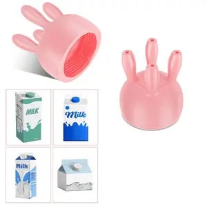 2 Fun Cow-Shaped Milk Box Lids, Fits 2.7cm Bottle Neck, Pla Material, Realistic Design, Kitchen Decor, Practical Milk Pouring