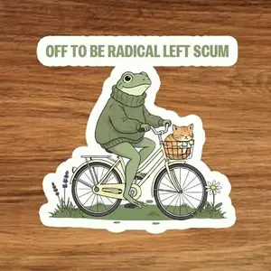 Off To Be Radical Frog Sticker, Funny Meme Vinyl Decal, Bold Humor Car Magnet, Cute Laptop Sticker Gift