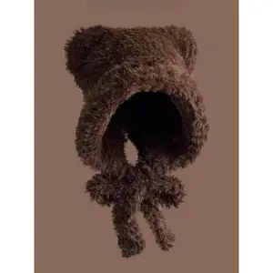 Cute Bear Ear Decor Beanie Hat, Thickened Warm Hat for Fall & Winter, Fashion Accessories for Women & Men