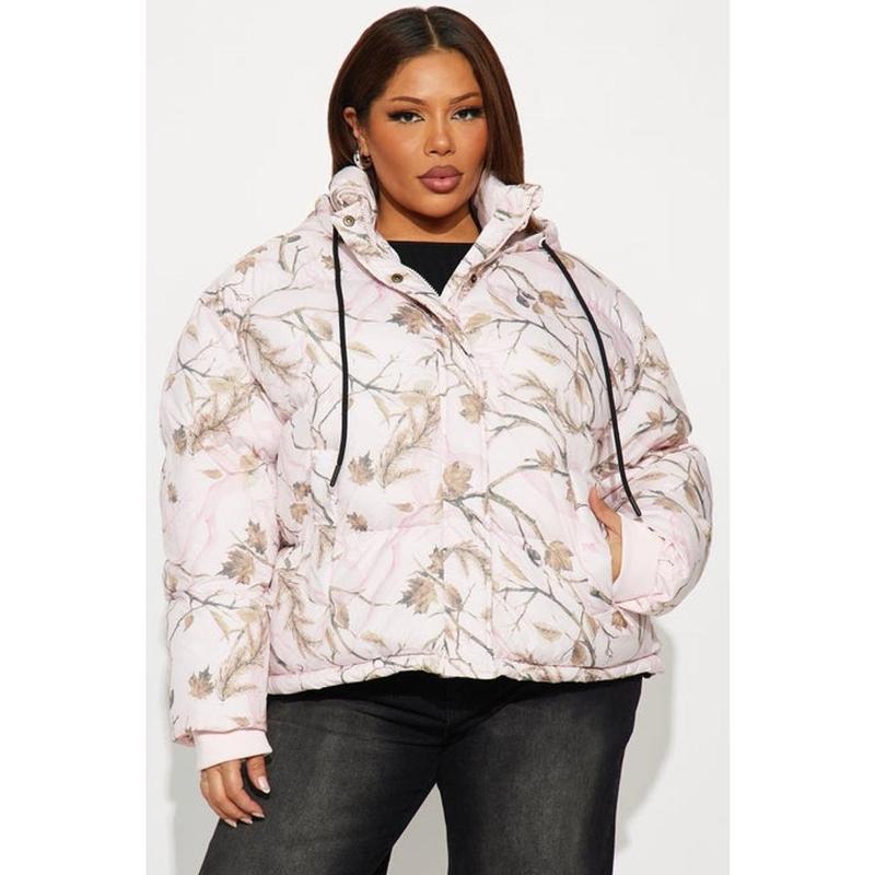 Ski Views Tree Camo Puffer Jacket - Pink/combo M