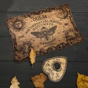 Set of 2 Gothic Wooden Spirit Boards, Soul Communication Board, Witchcraft Decor, Indoor Game, Yes No Game, Gift for Witches, Home Decoration