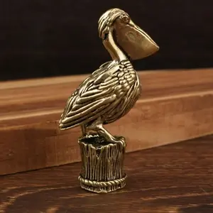 Brass Bird Figurine Decorative Desktop Ornament, Animal Theme, Animal Collection Gift, Small Brass Craft Sculpture for Home Office Decoration