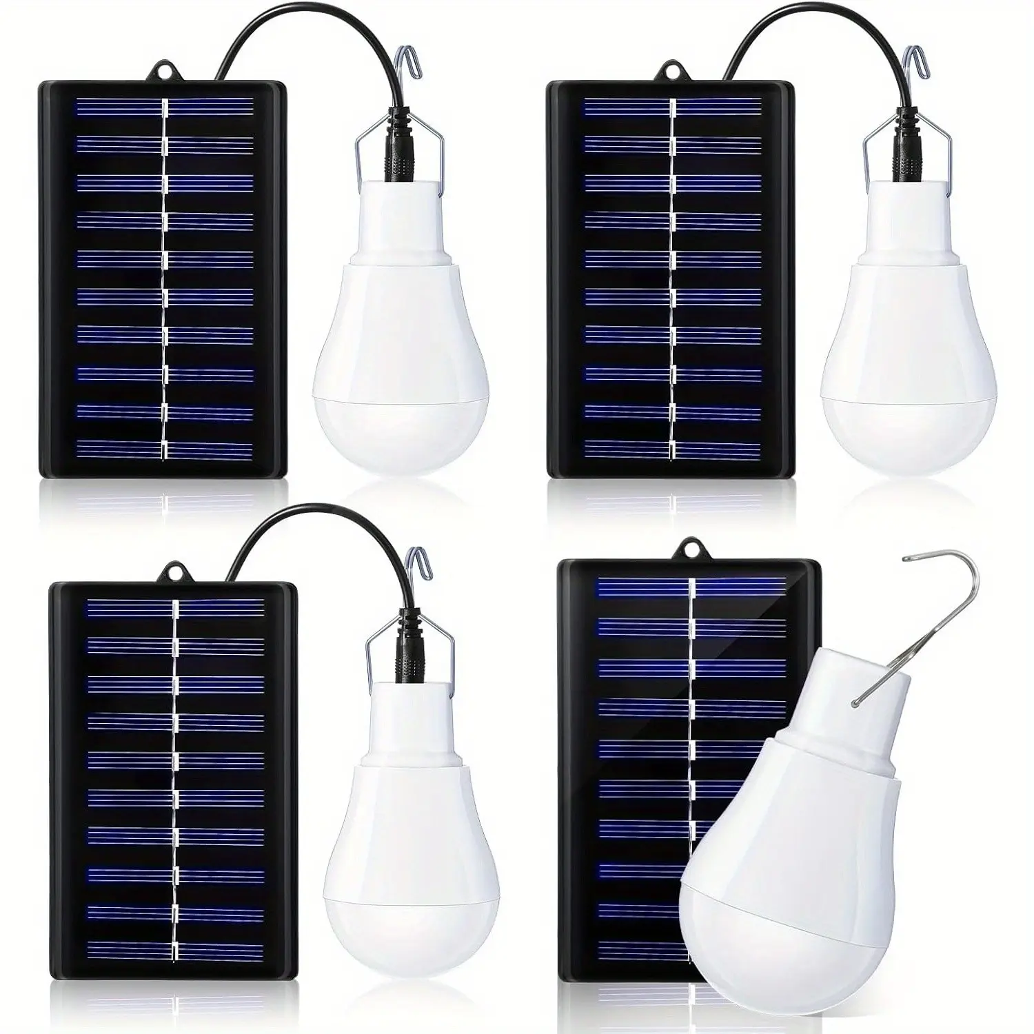4pcs Solar Light Bulb Lamp Indoor Outdoor Energy Saving Bulb, Solar Garden Yard Pathway Garage Outdoor Indoor Home Chicken Coop Light, Solar LED Shade Lights, Tent Camping Lights