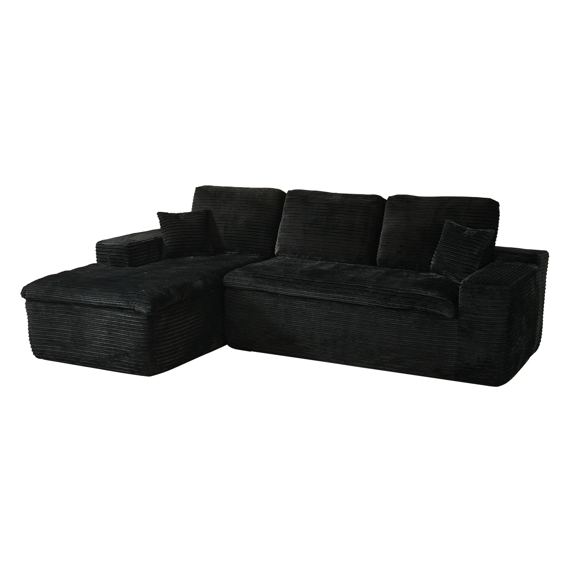 Black Corduroy Left Chaise