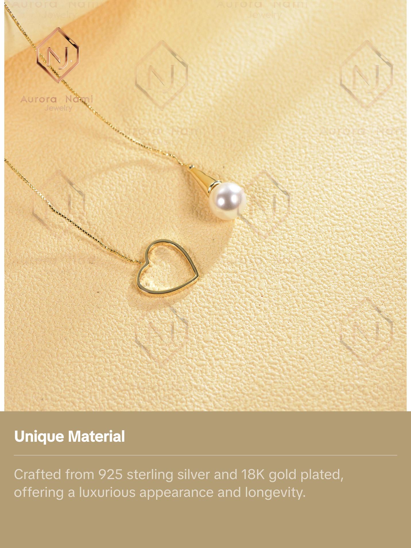 Heart with Mother of Pearl Hoop Drop Necklace Heart with Mother of Pearl Hoop Drop Necklace