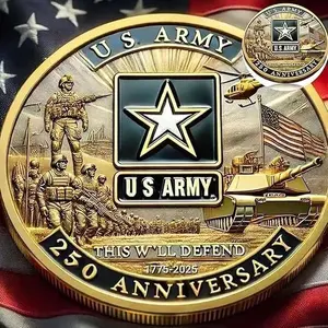 250th Anniversary U.S. Army Commemorative Coin – Double-Sided High Relief Design – 1775-2025 Military Collector Coin – Veteran Gift – Patriotic Metal Challenge Coin (Army)