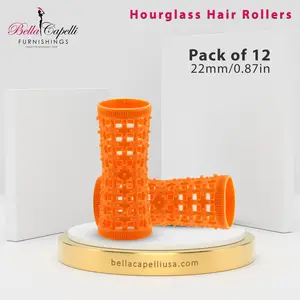 12 Pieces Self Grip Orange Natural Hair Rollers Unisex Hair Curlers- Vented Fast Dry Rollers For Short Hair Long Hair Hairdressing Styling Tools Hairstyle Supplies (Orange 22mm/0.87in)