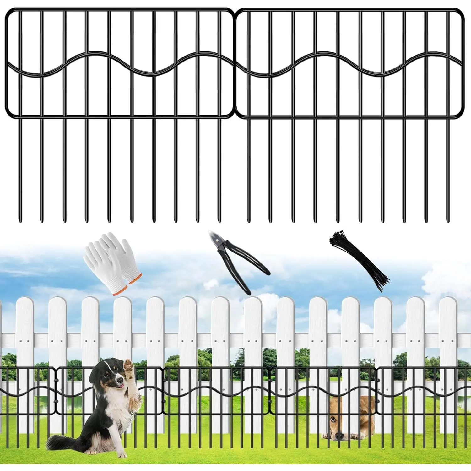 40ft(L) x 13in(H) Garden  Barrier Fence, 28panels No Dig Fences, Small  Fence Barrier,  Barrier  Fencing Rustproof Metal Decorative Border for Outdoor Garden
