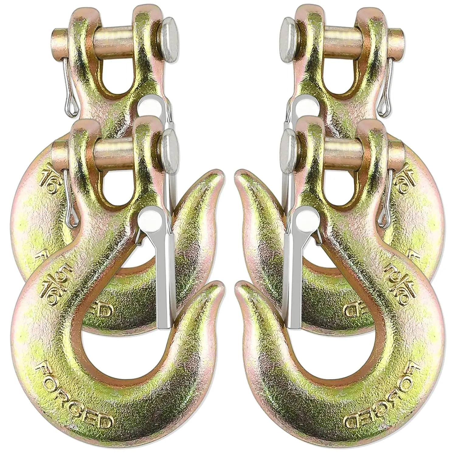 5/16" Clevis Slip Hook with Safety Latch, 4 Pack Heavy Duty Clevis Chain Hook for 5/16" Grade 70 Transport Chain, 14000LBS Capacity for Heavy Load